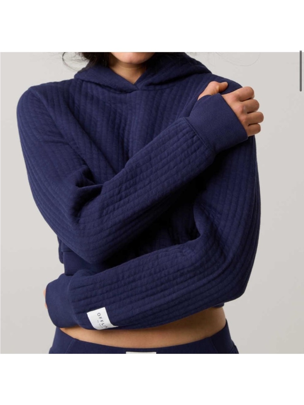 OFFLINE By Aerie Coffee Run Cropped Hoodie Quilted Sweatshirt